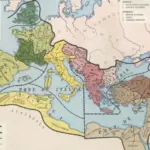 El imperio romano en época de Diocleciano (finales del siglo III d.C.). Mapa histórico.