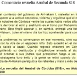 Revuelta en el arrabal de Secunda, 818. Al-Ándalus. Texto histórico.